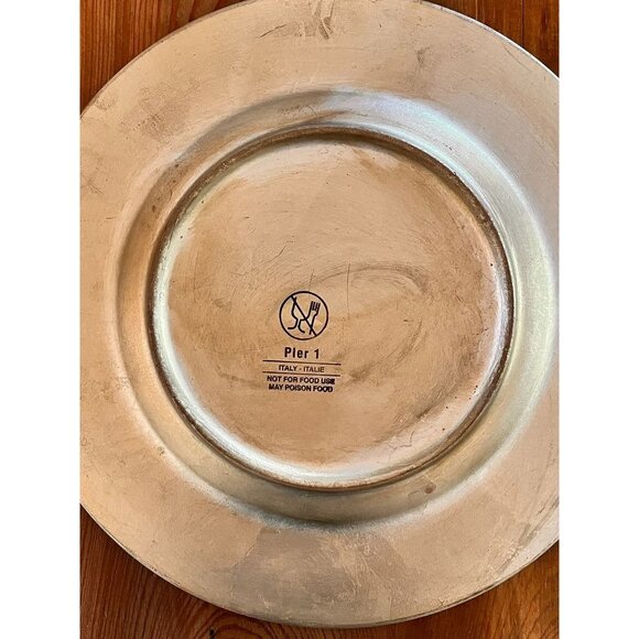 Set Of 4 Pier 1 Ceramic Charger Plates 13" in Distressed Metallic Finish Italy - Picture 3 of 5